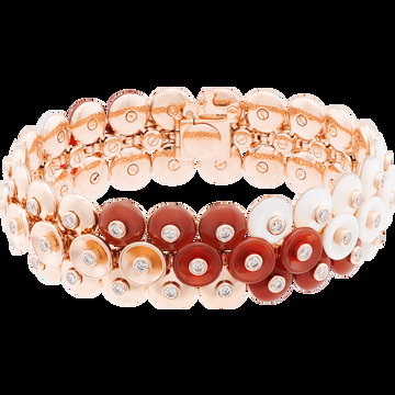 Браслет Bouton d'or, маленькая модель, розовое золото, белый перламутр, корнеол, бриллианты