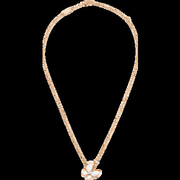 Подвеска Two Butterfly, розовое золото, белое золото, белый перламутр, бриллианты