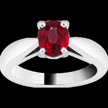 Кольцо-солитер Bonheur, платина, один рубин овальной огранки 1,50 карата