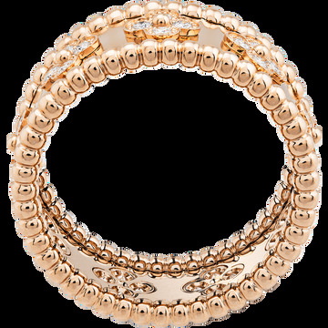 Кольцо Perlée clovers, розовое золото, бриллианты, модель среднего размера