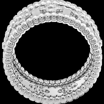 Кольцо Perlée clovers, белое золото, бриллианты, средняя модель