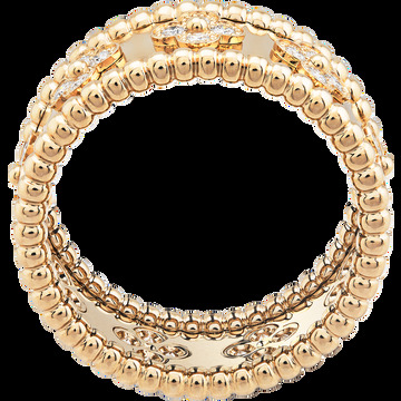 Кольцо Perlée clovers, желтое золото, бриллианты, маленькая модель