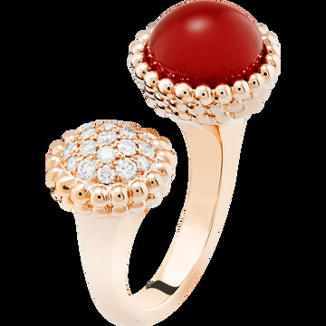 Кольцо на два пальца Perlée couleurs, розовое золото, сердолик, бриллианты