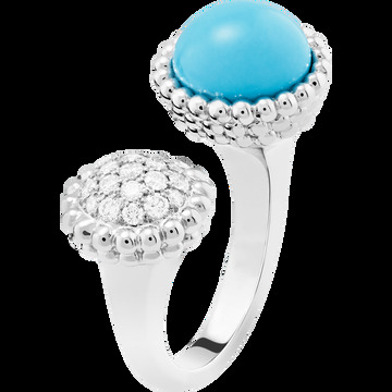 Кольцо на два пальца Perlée couleurs, белое золото, бирюза, бриллианты