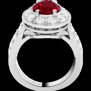 Кольцо-солитер Icône, бриллианты круглой огранки, один рубин круглой огранки 2,41 карата