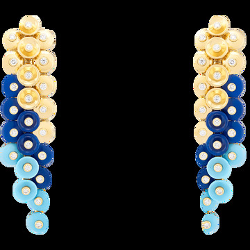 Серьги Bouton d'or, желтое золото, лазурит, бирюза, бриллианты