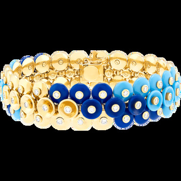 Браслет Bouton d'or, большая модель, желтое золото, лазурит, бирюза, бриллианты