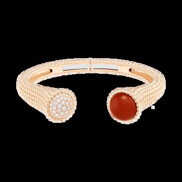 Браслет Perlée couleurs, розовое золото, сердолик, бриллианты, модель среднего размера.