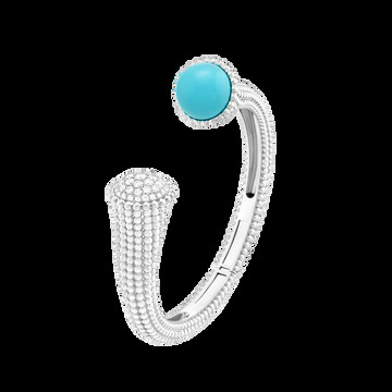 Браслет Perlée couleurs, белое золото, бирюза, бриллианты, маленькая модель.