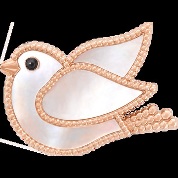 Брошь Lucky Animals Dove, розовое золото, перламутр, оникс.