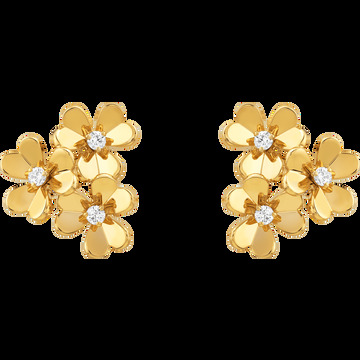Серьги Frivole, 3 цветка, миниатюрная модель, желтое золото, бриллианты