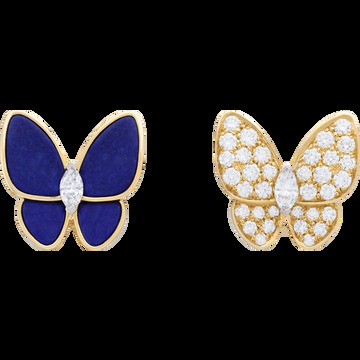 Серьги Two Butterfly, желтое и белое золото, лазурит, бриллианты