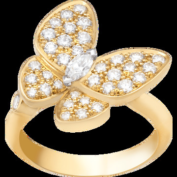 Кольцо Two Butterfly, желтое и белое золото, бриллианты