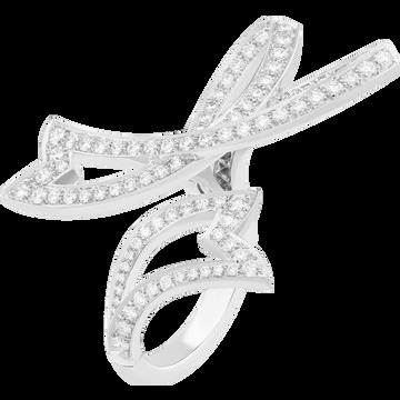 Кольцо на два пальца Contes d’Hiver, белое золото, бриллианты