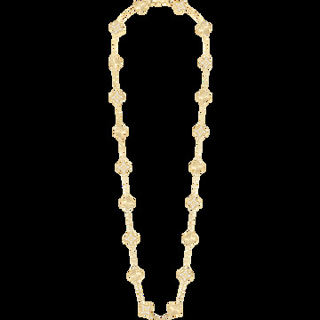 Длинное колье Vintage Alhambra, 20 мотивов, гильошированное желтое золото, бриллианты