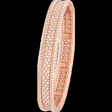 Браслет Perlée diamants, 3 ряда, розовое золото, бриллианты, маленькая модель.