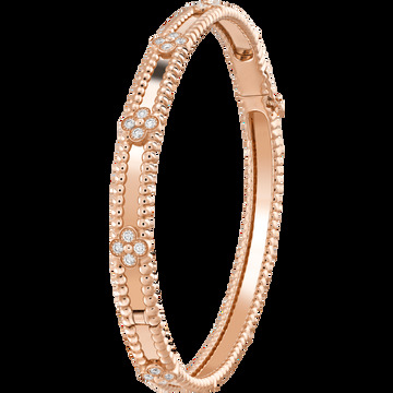 Браслет Perlée Sweet Clovers, розовое золото, бриллианты, большая модель