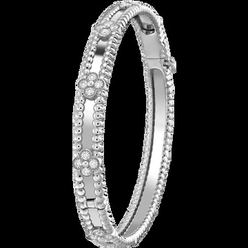 Браслет Perlée Sweet Clovers, белое золото, бриллианты, маленькая модель