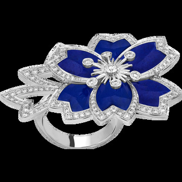 Кольцо Hellébore, белое золото, лазурит, бриллианты