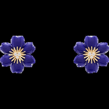 Серьги Rose de Noël, миниатюрная модель, желтое золото, лазурит, бриллианты