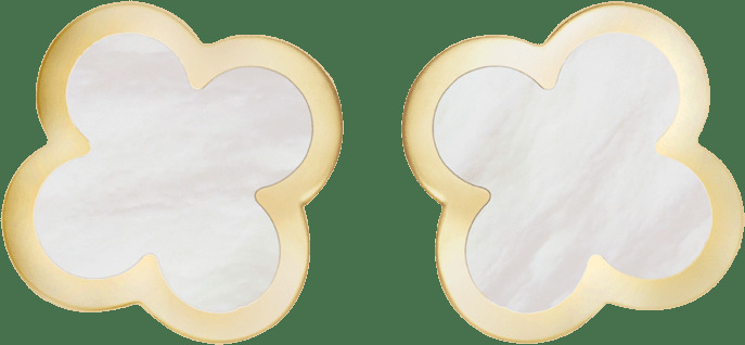 Пуссеты Pure Alhambra, желтое золото, белый перламутр