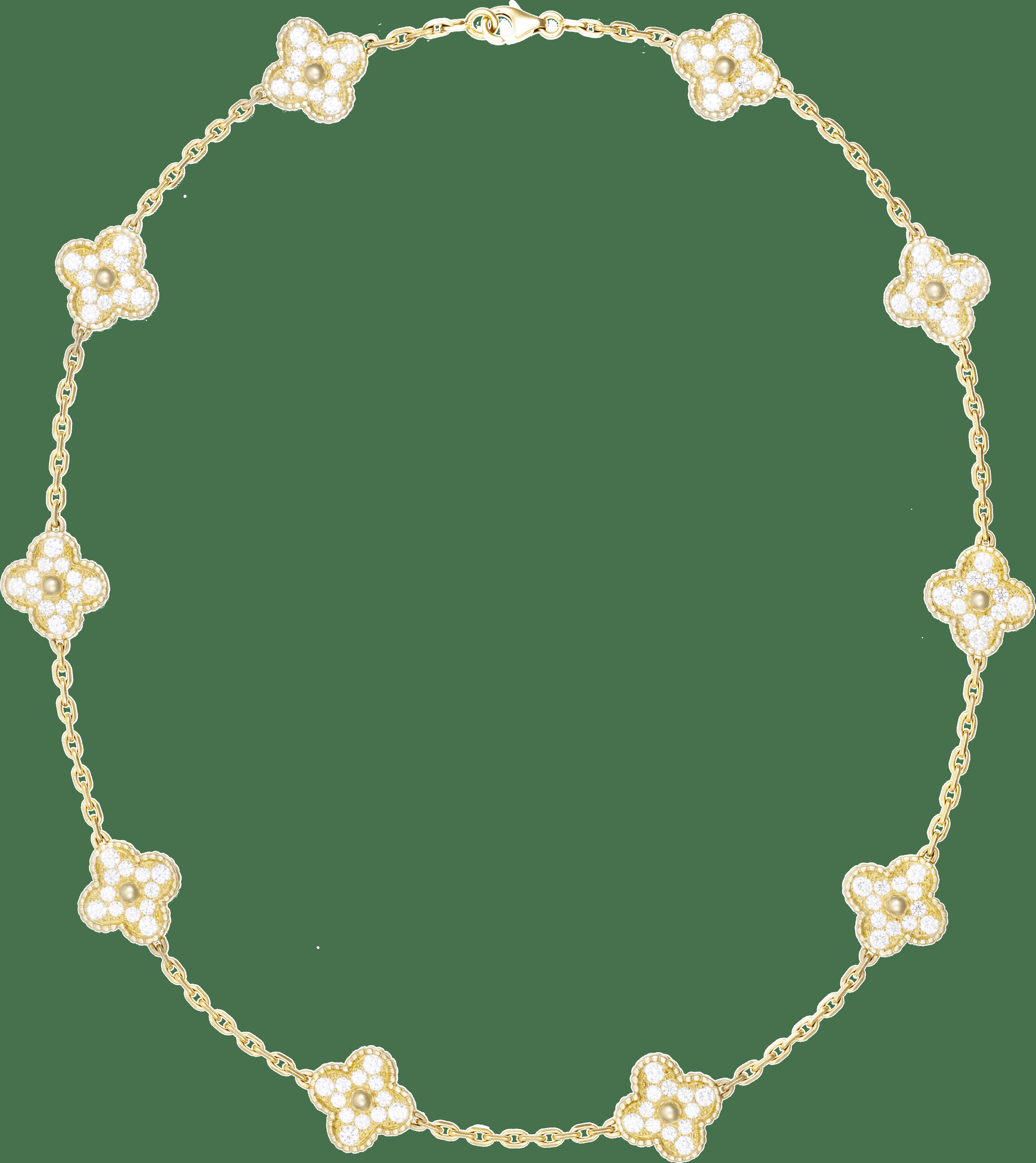 Колье Vintage Alhambra, 10 мотивов, желтое золото, бриллианты