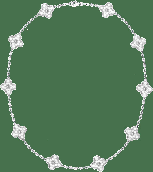 Колье Vintage Alhambra, 10 мотивов, белое золото, бриллианты