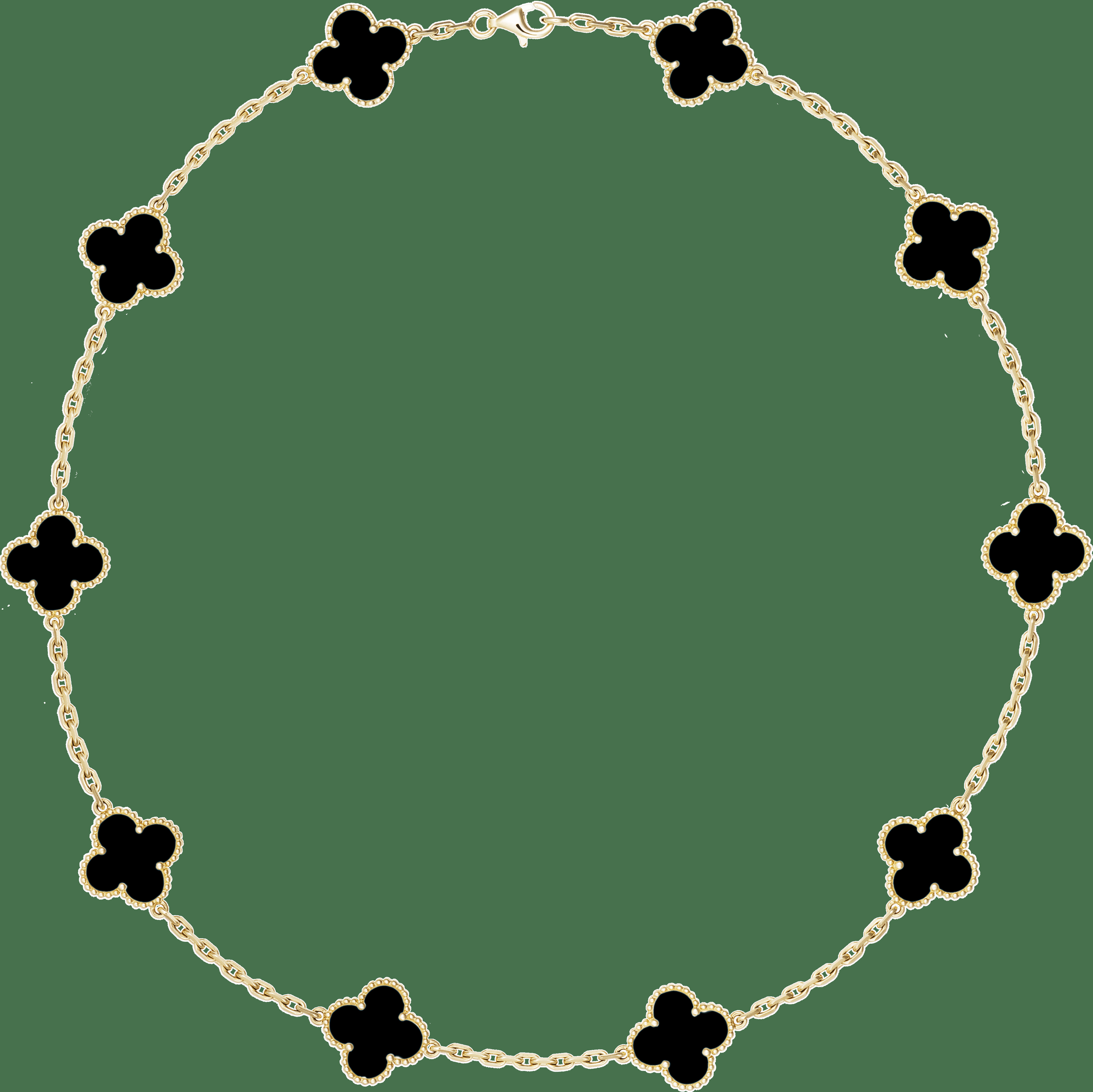 Колье Vintage Alhambra, 10 мотивов, желтое золото, оникс