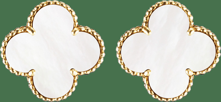 Серьги Magic Alhambra, желтое золото, белый перламутр