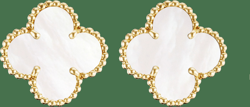 Серьги Vintage Alhambra, желтое золото, белый перламутр