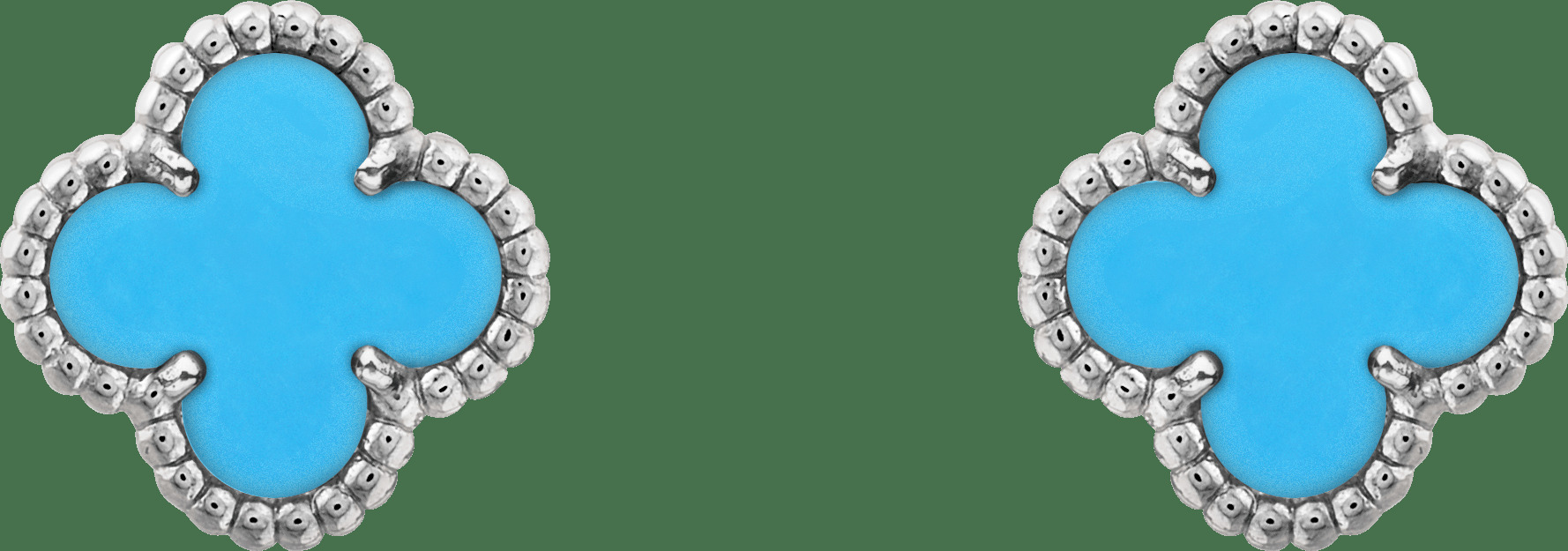 Пуссеты Sweet Alhambra, белое золото, бирюза