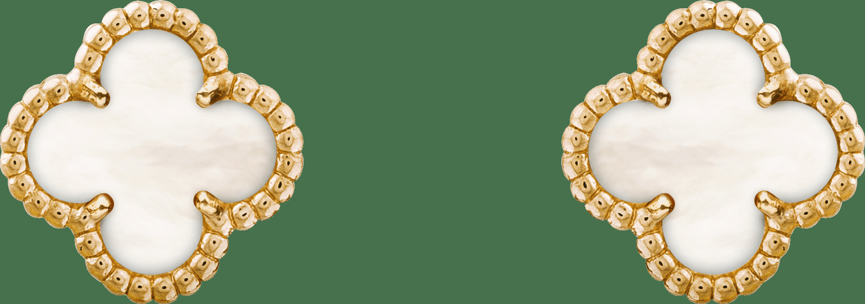 Пуссеты Sweet Alhambra, желтое золото, белый перламутр