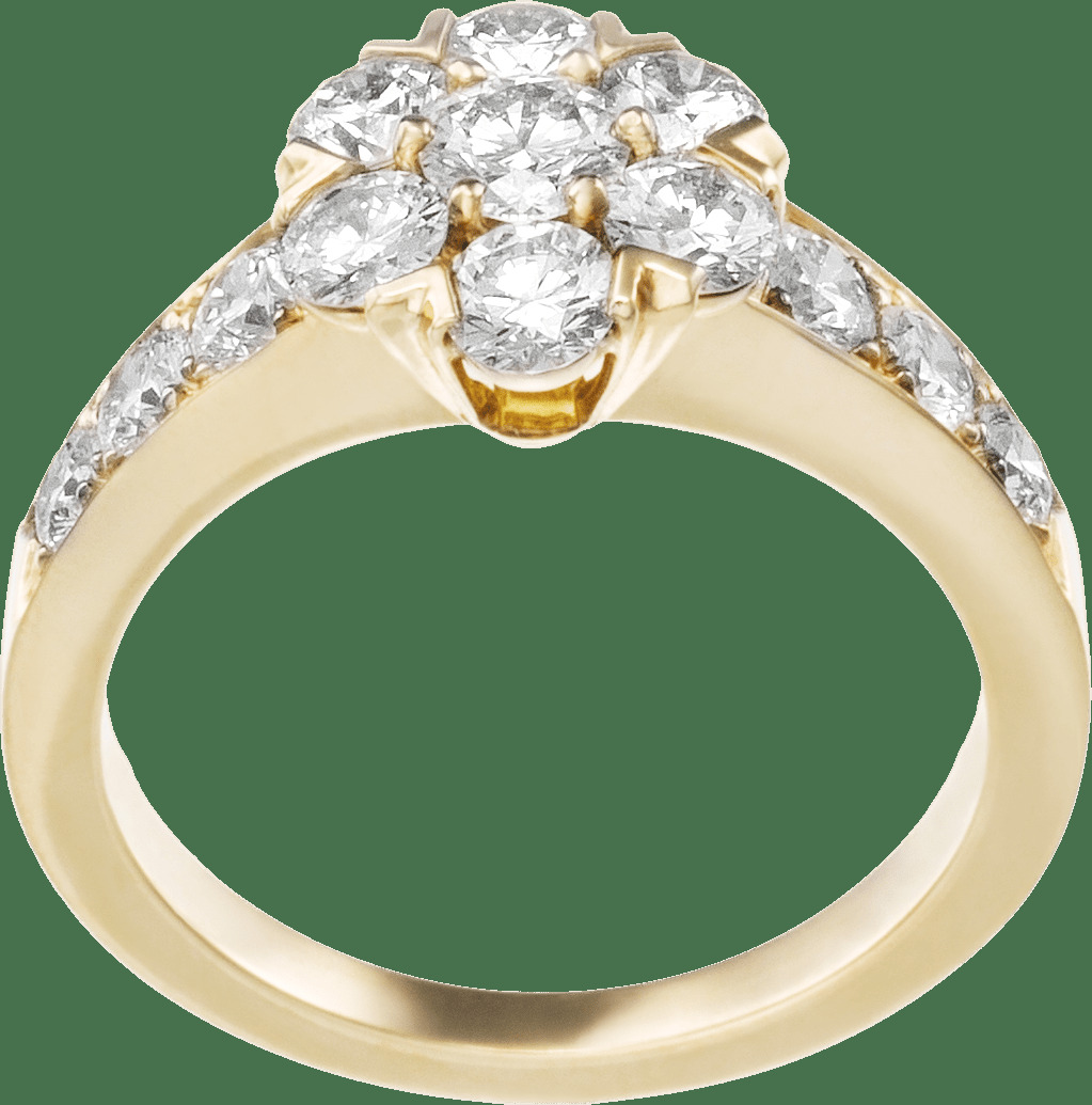 Кольцо Fleurette, 1 ряд, большая модель, желтое золото, бриллианты