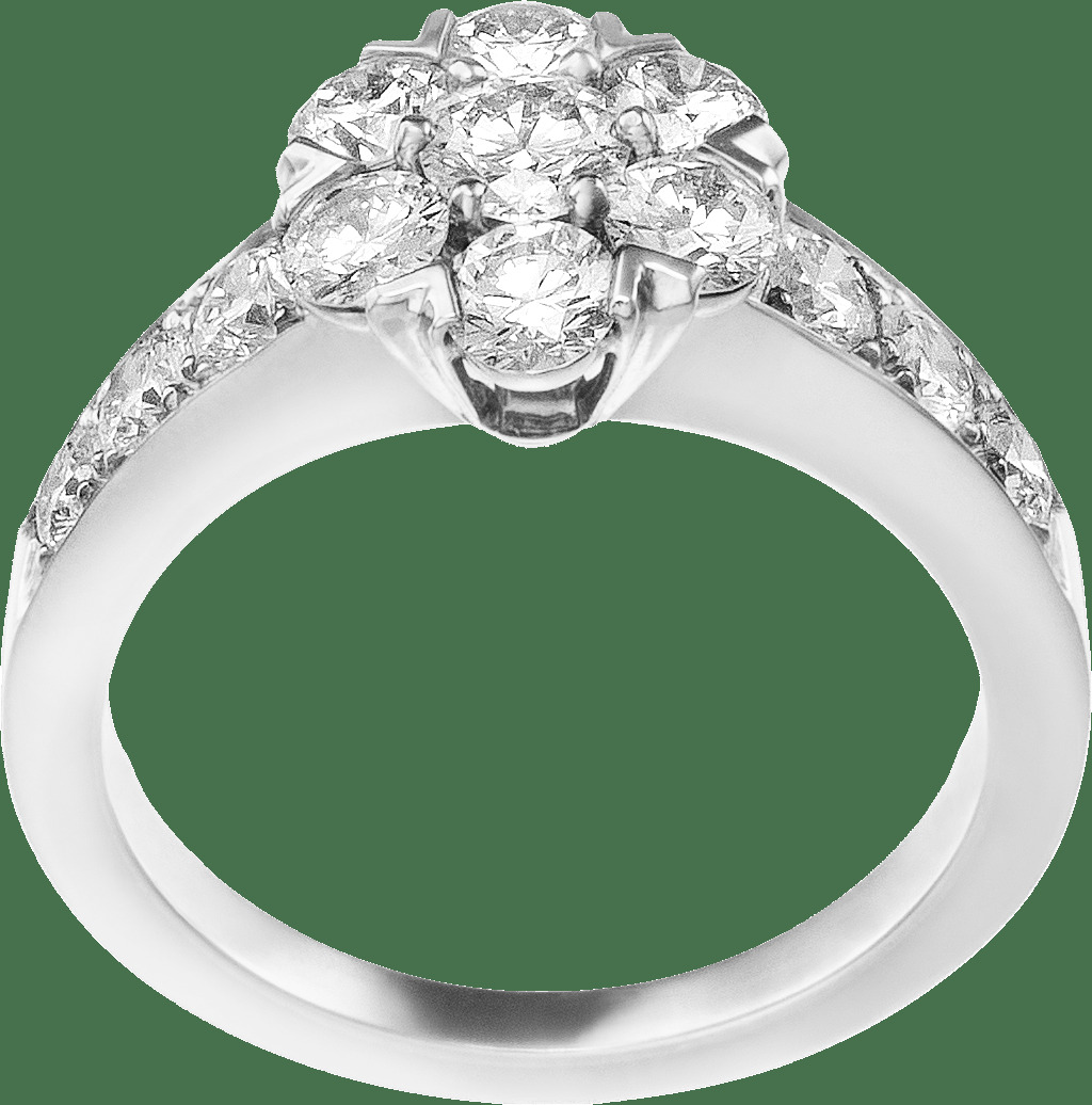 Кольцо Fleurette, 1 ряд, большая модель, белое золото, бриллианты