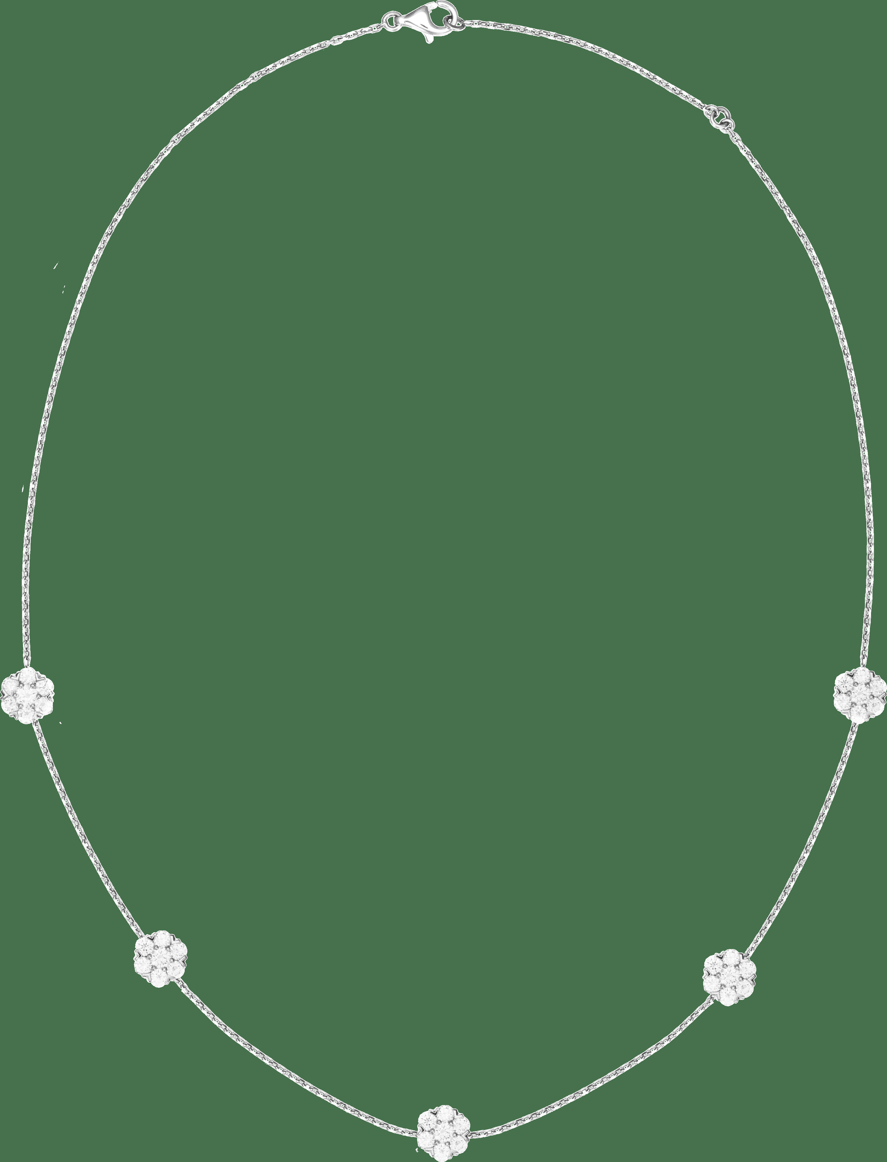 Колье Fleurette, 5 цветков, маленькая модель, белое золото, бриллианты