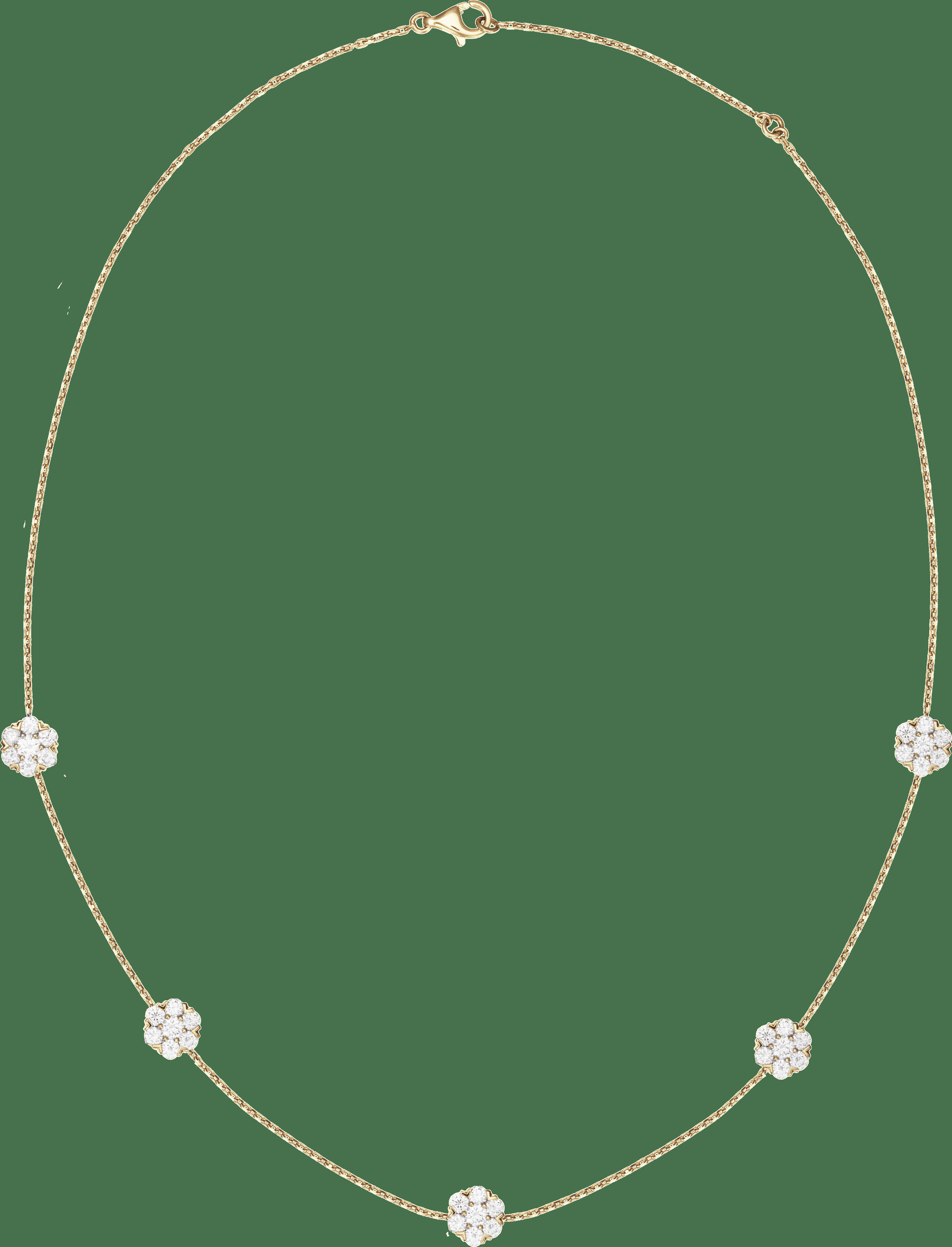 Колье Fleurette, 5 цветков, большая модель, желтое золото, бриллианты