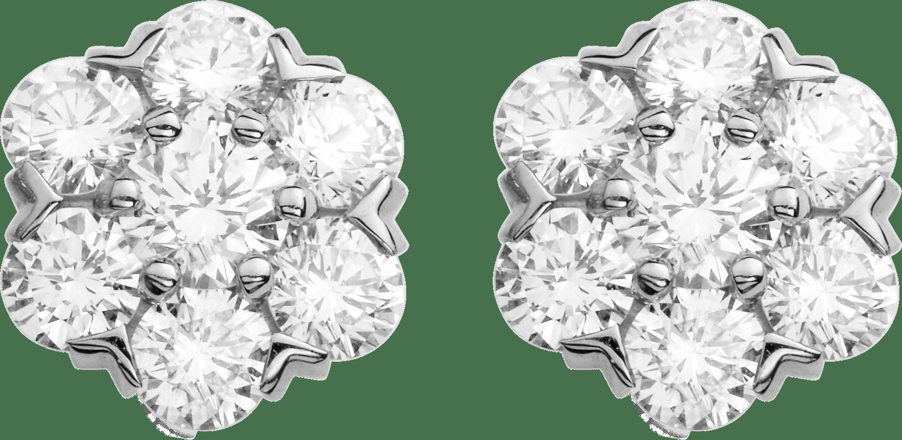 Пуссеты Fleurette, большая модель, белое золото, бриллианты