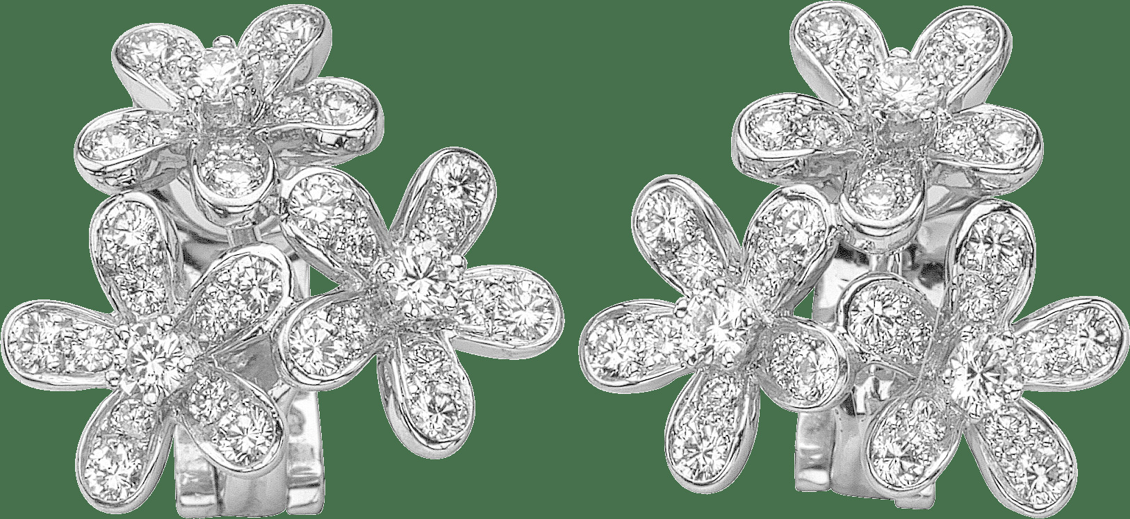 Серьги Socrate, 3 цветка, белое золото, бриллианты