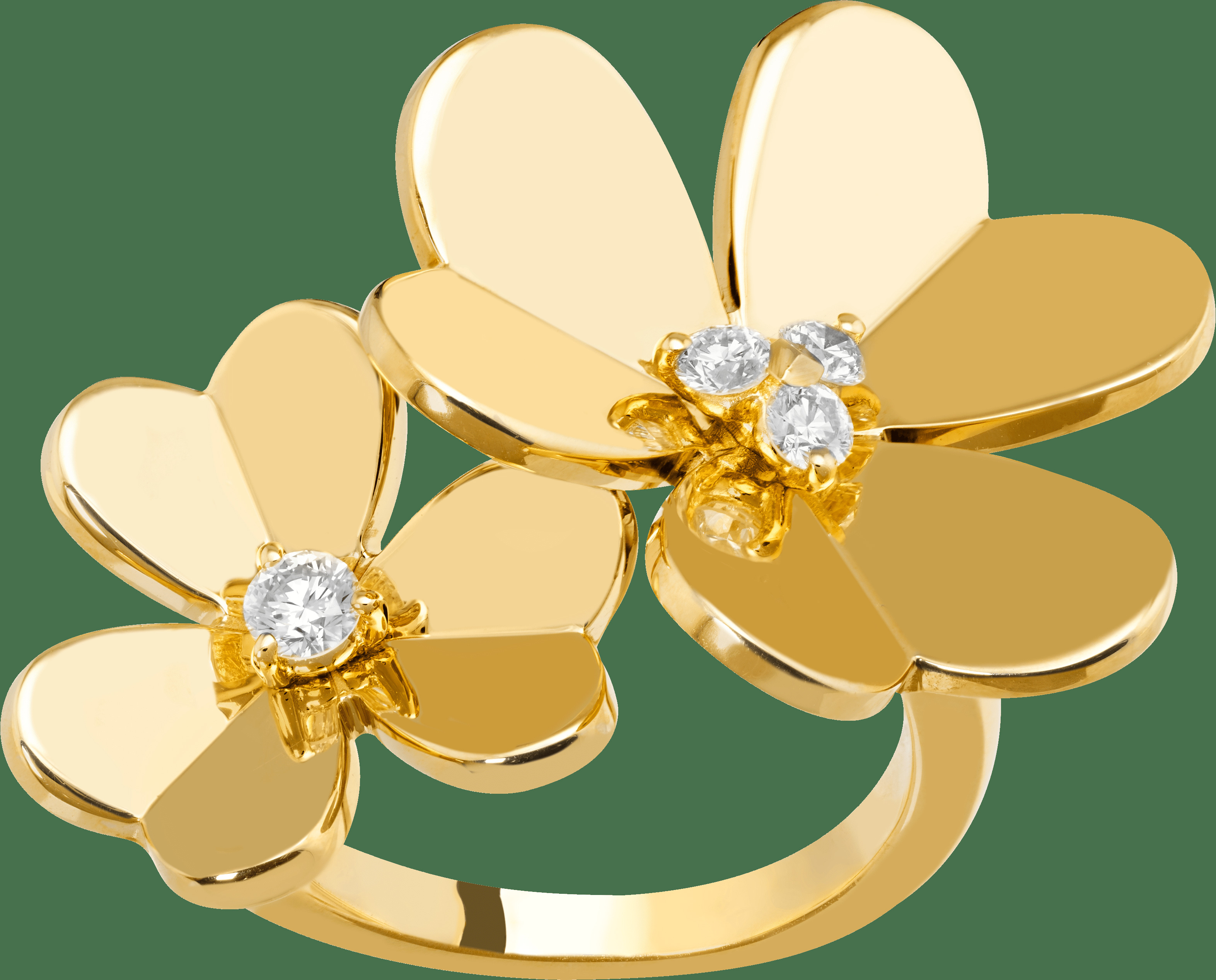 Кольцо на два пальца Frivole, желтое золото, бриллианты