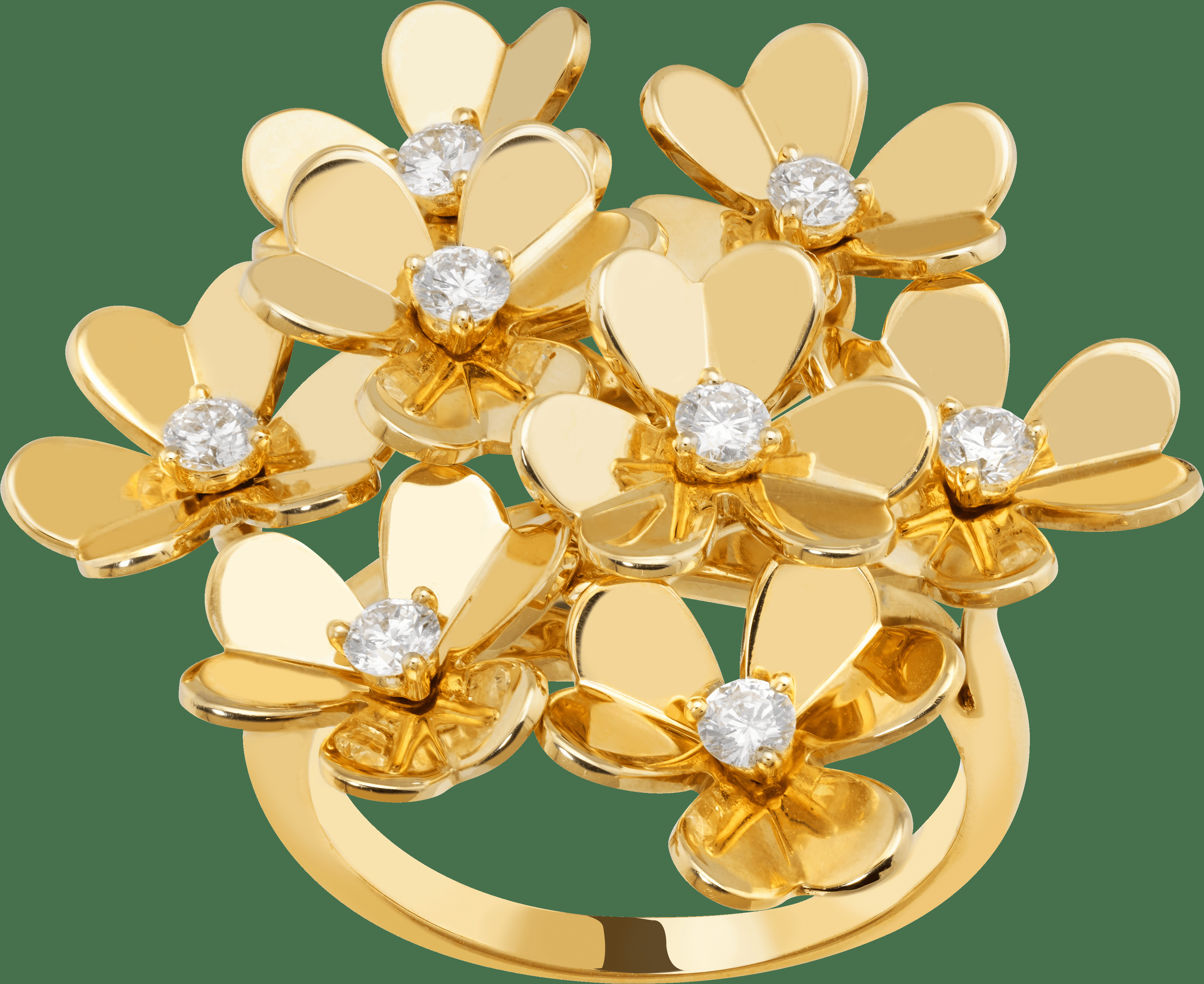 Кольцо Frivole, 8 цветков, желтое золото, бриллианты