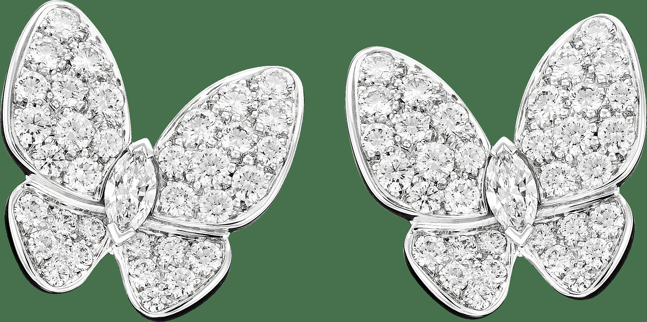 Серьги Two Butterflies, белое золото, бриллианты