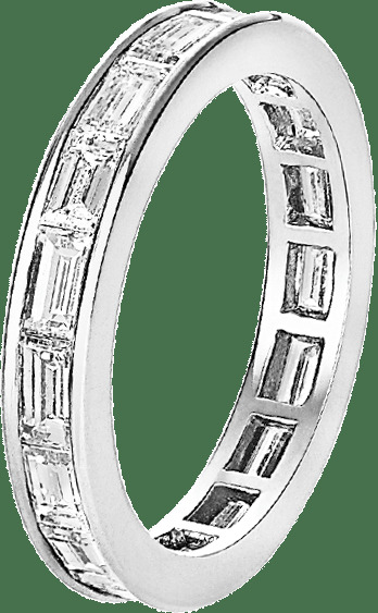 Обручальное кольцо Romance, багетная модель, платина, бриллианты багетной огранки