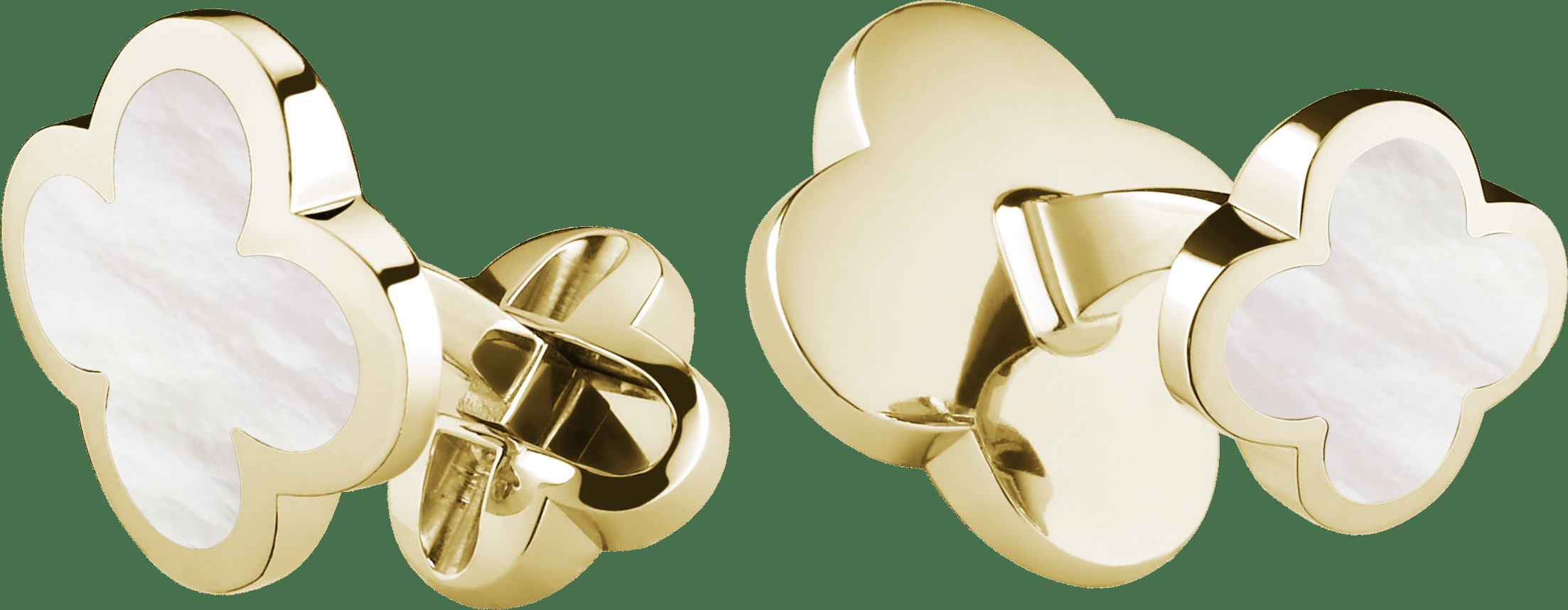 Запонки Alhambra, желтое золото, белый перламутр