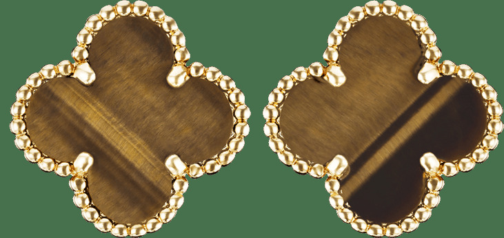 Серьги Vintage Alhambra, желтое золото, тигровый глаз