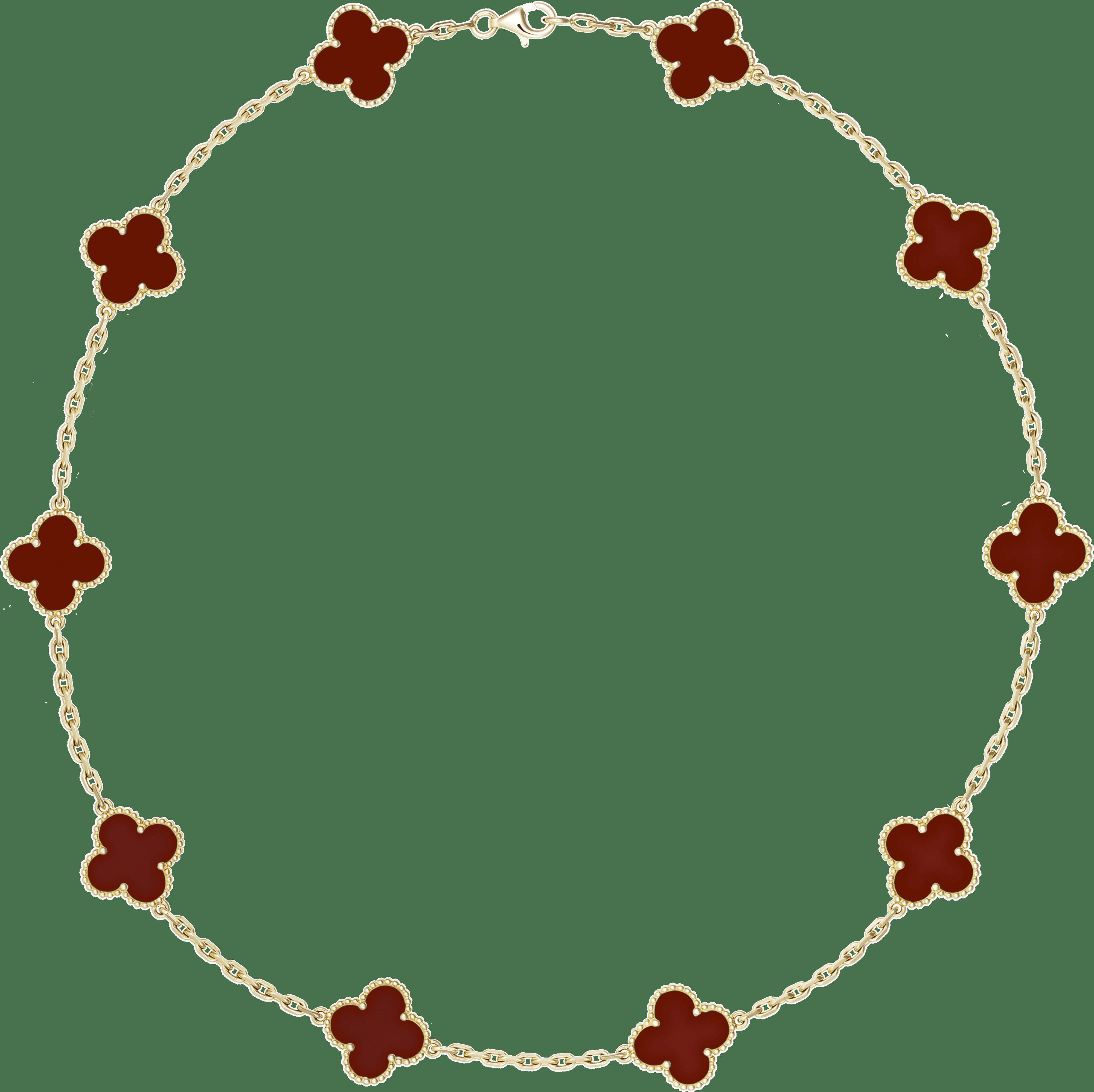 Колье Vintage Alhambra, 10 мотивов, желтое золото, корнеол