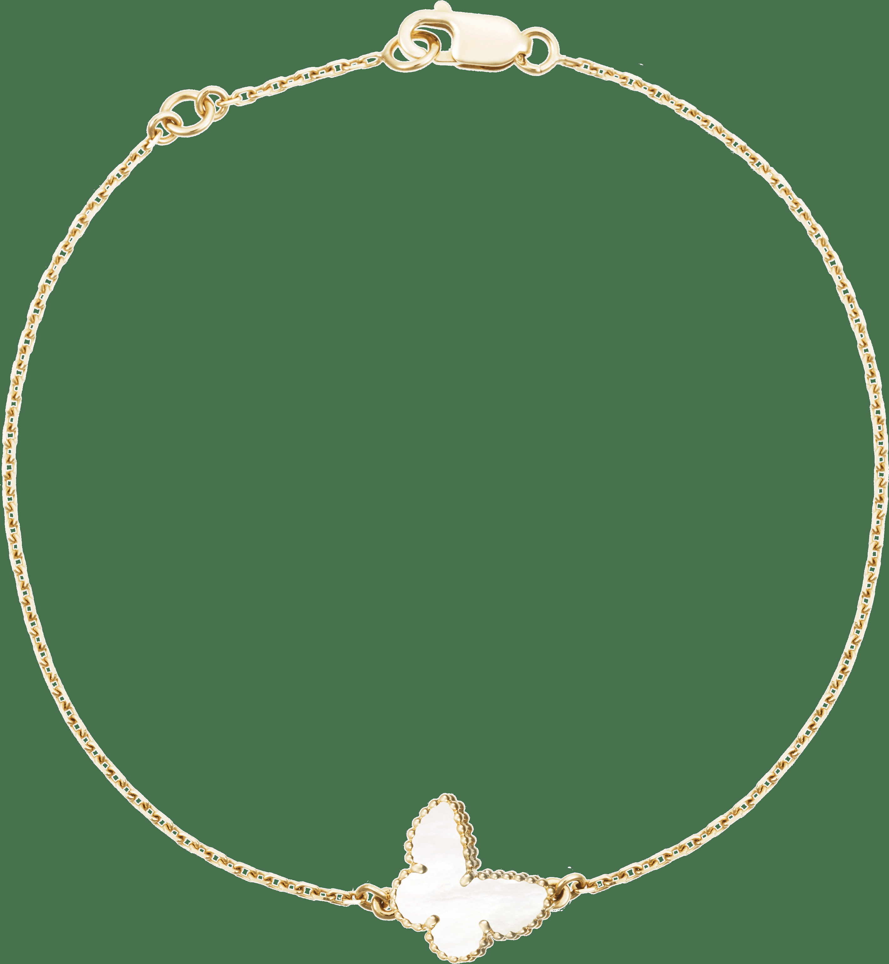 Браслет Sweet Alhambra Butterfly, желтое золото, белый перламутр