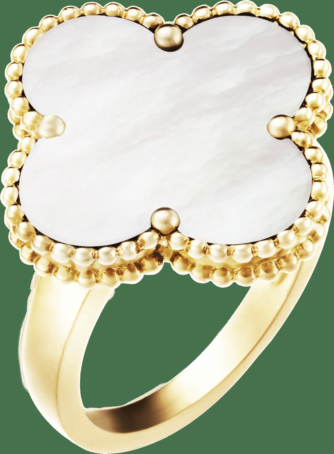 Кольцо Magic Alhambra, желтое золото, белый перламутр