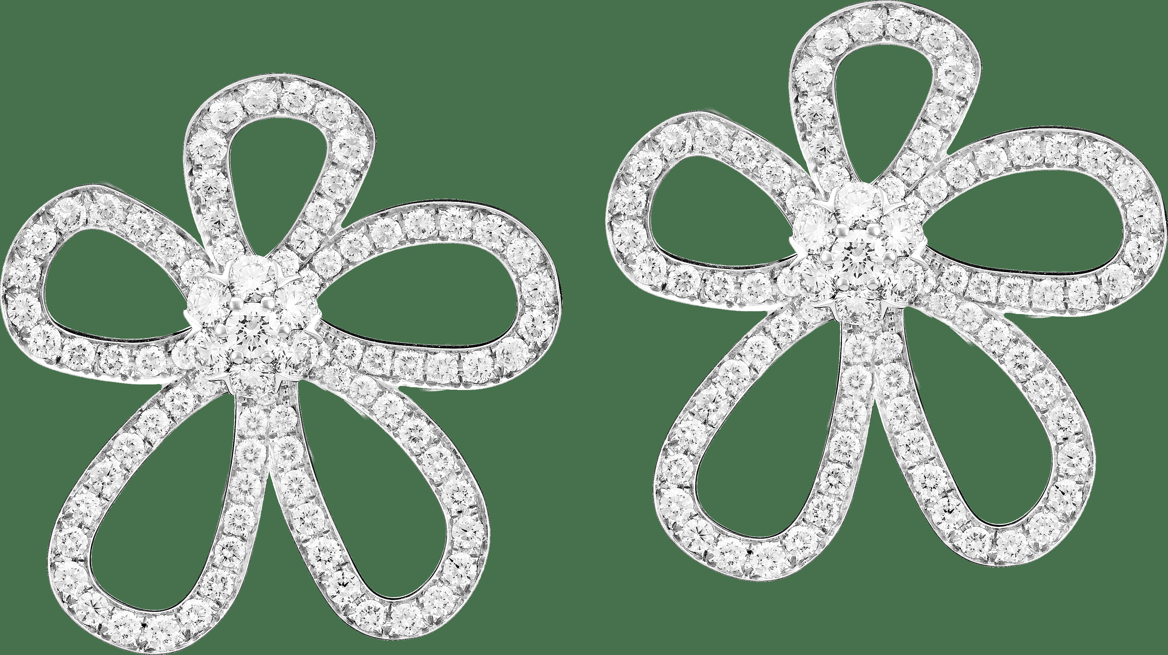 Серьги Flowerlace, маленькая модель, белое золото, бриллианты