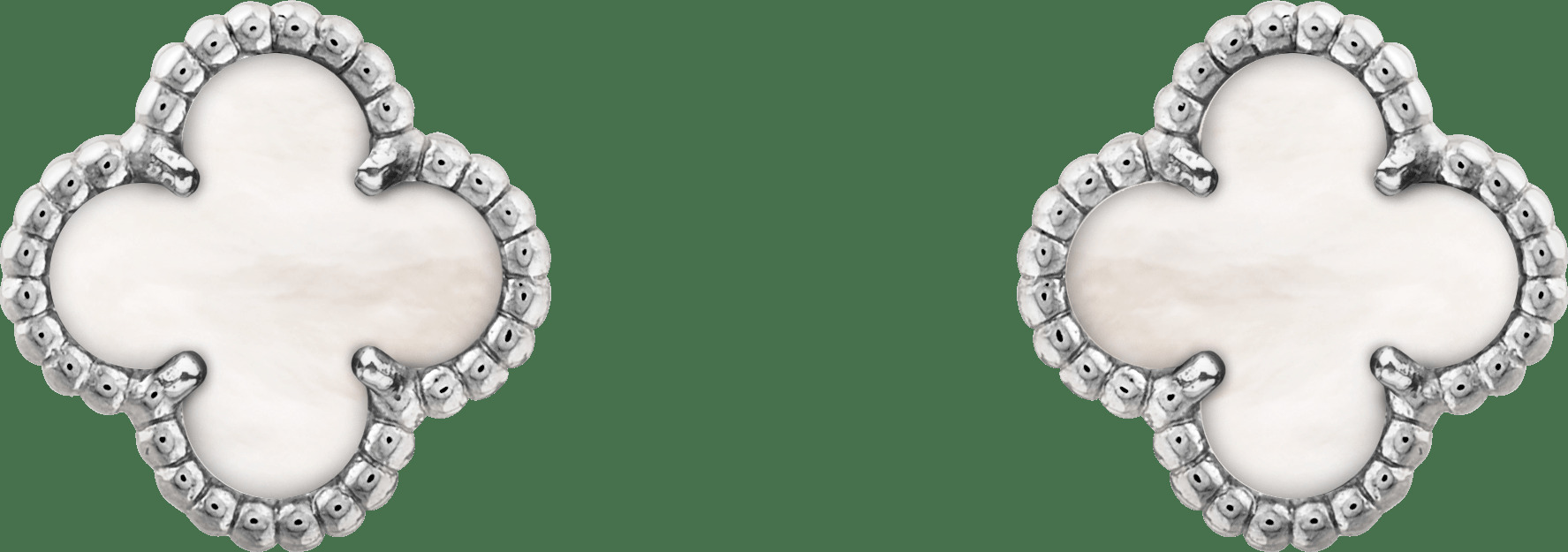 Пуссеты Sweet Alhambra, белое золото, белый перламутр