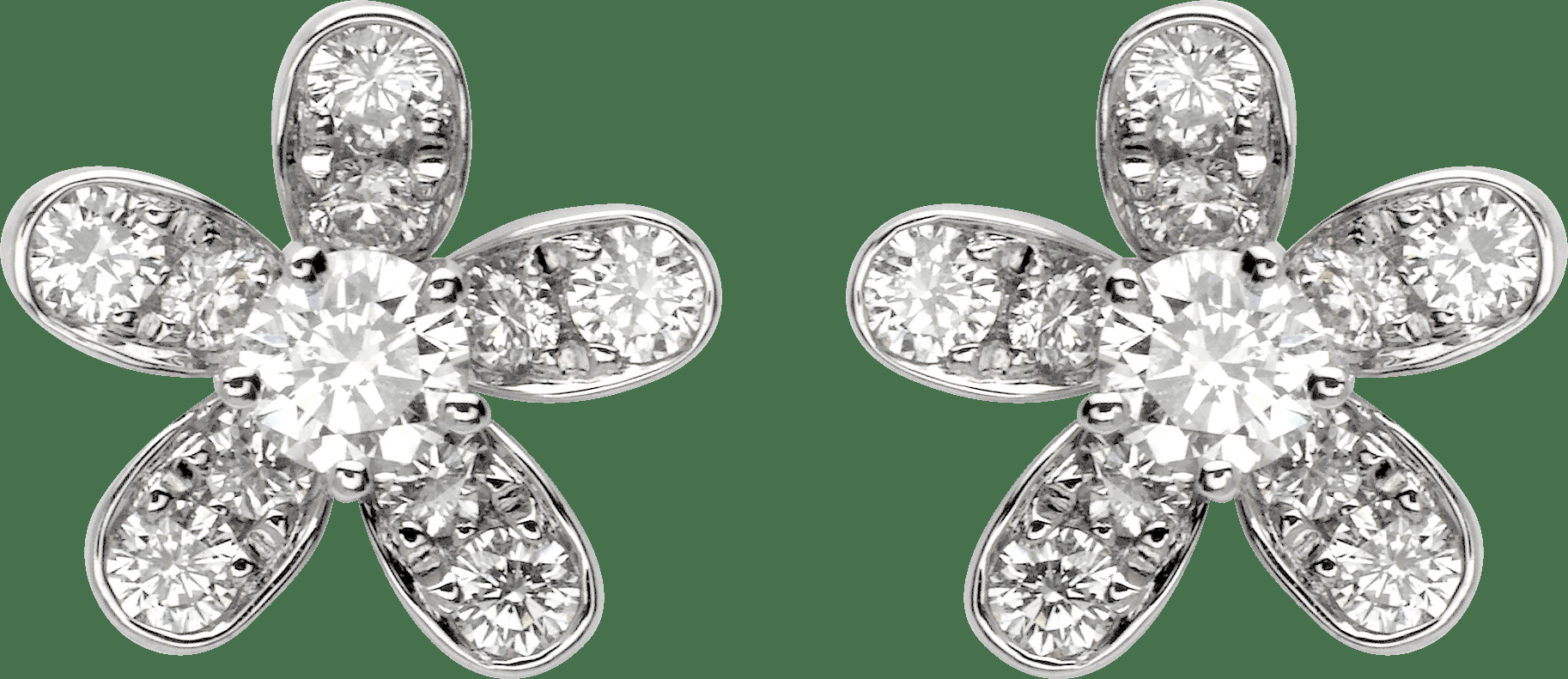 Пуссеты Socrate, 1 цветок, белое золото, бриллианты